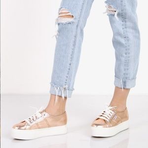 Rose gold platform superga